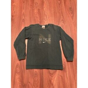 Vintage 90s Nike Crewneck Sweater Kids Large Green Long Sleeve Made in USA